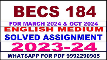 becs 184 solved assignment 2023-24 | becs 184 solved assignment in english 2024 | becs 184 2024