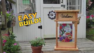 DIY Porch Welcome Stand with a garden flag - Easy Beginner Project