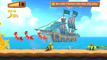 Banana Kong 2 Run under 8 buried crabs after they jump (In One Run)