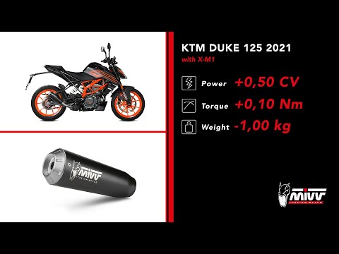 SILENCIEUX MIVV X-M1 EN ACIER INOXYDABLE NOIR KTM DUKE 125 2021-2024 vidéo