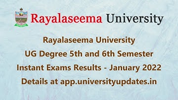 Rayalaseema University UG Degree 5th, 6th Sem Instant Exams Results - January 2022