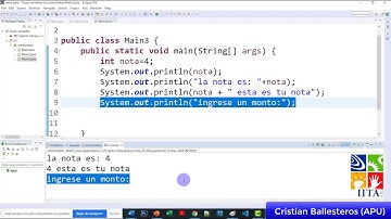 usando el operador de concatenacion y System.out.println en JAVA IITA