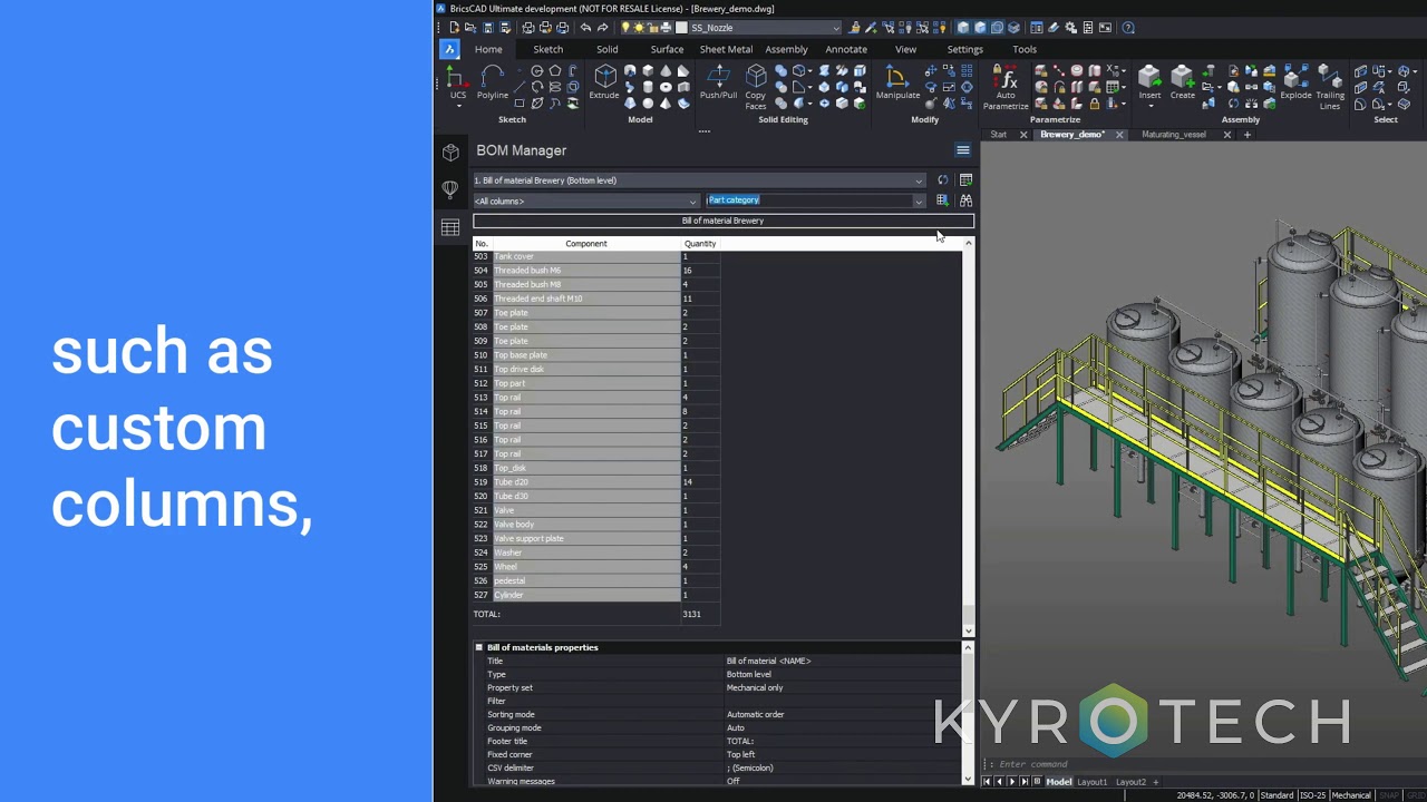 Advanced BOM Manager - BricsCAD Mechanical