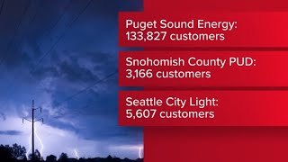 More than 170,000 without power in western Washington Sunday morning