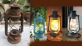 Rusty Oil Lantern Restoration | Indian Home Decor Ideas | Old Lalten Decoration | DIY Diwali Lamp