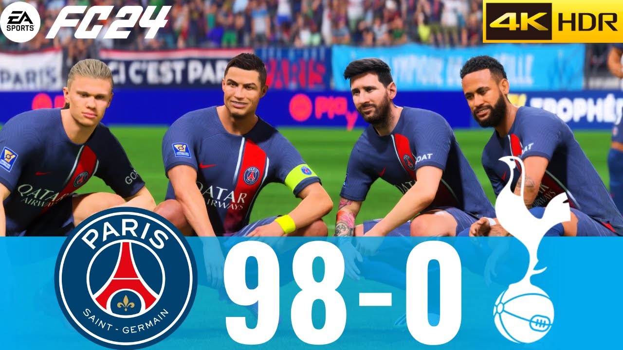 FIFA 24-  MESSI, RONALDO,MBAPPE, NEYMAR, HAALAND ALL STAR   |PSG 98-0 SPURS ! UECL FINAL !