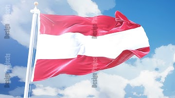Realistic flag of Austria waving against time-lapse clouds background. Seamless loop in 4K