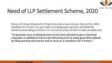 About LLP Settlement Scheme,2020