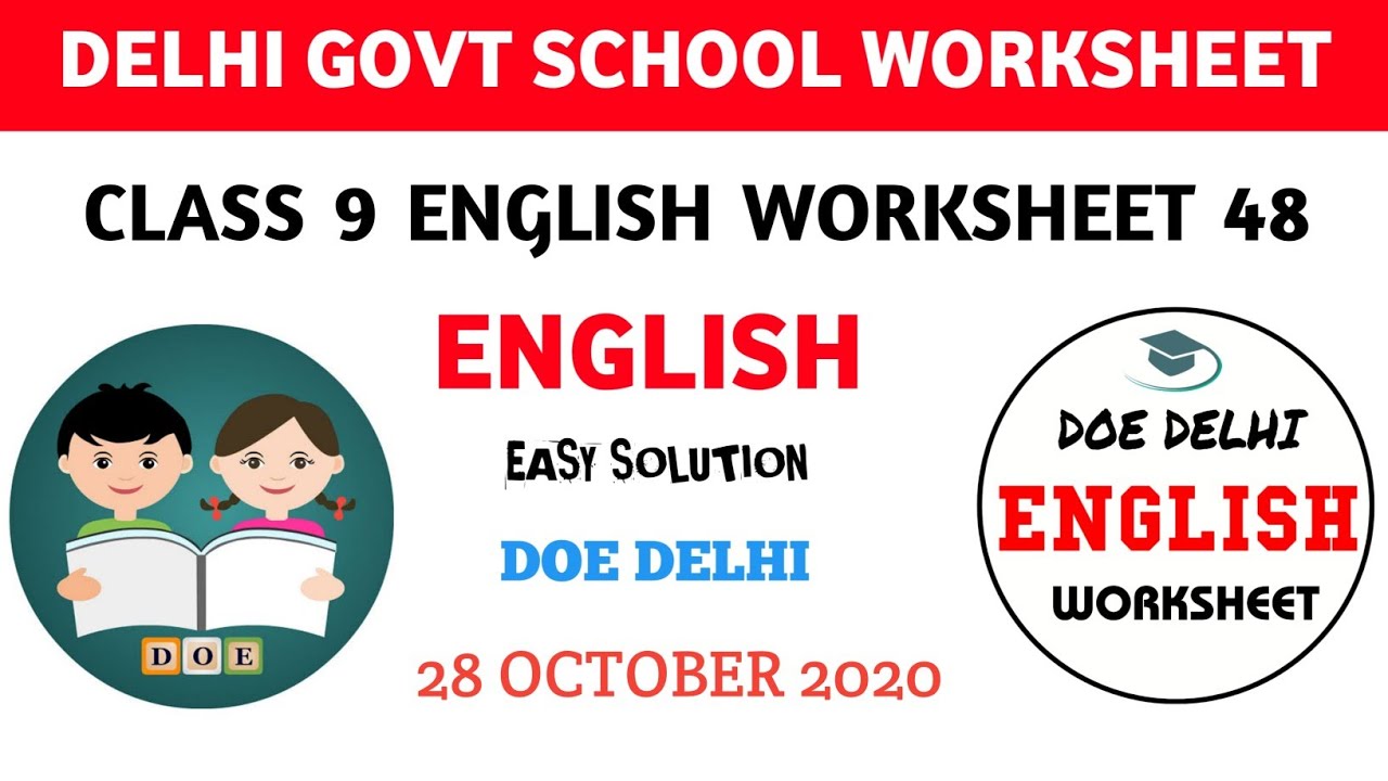 Class 9 English Worksheet 48 English Worksheet 49 Class 9 English 28 October School Worksheet