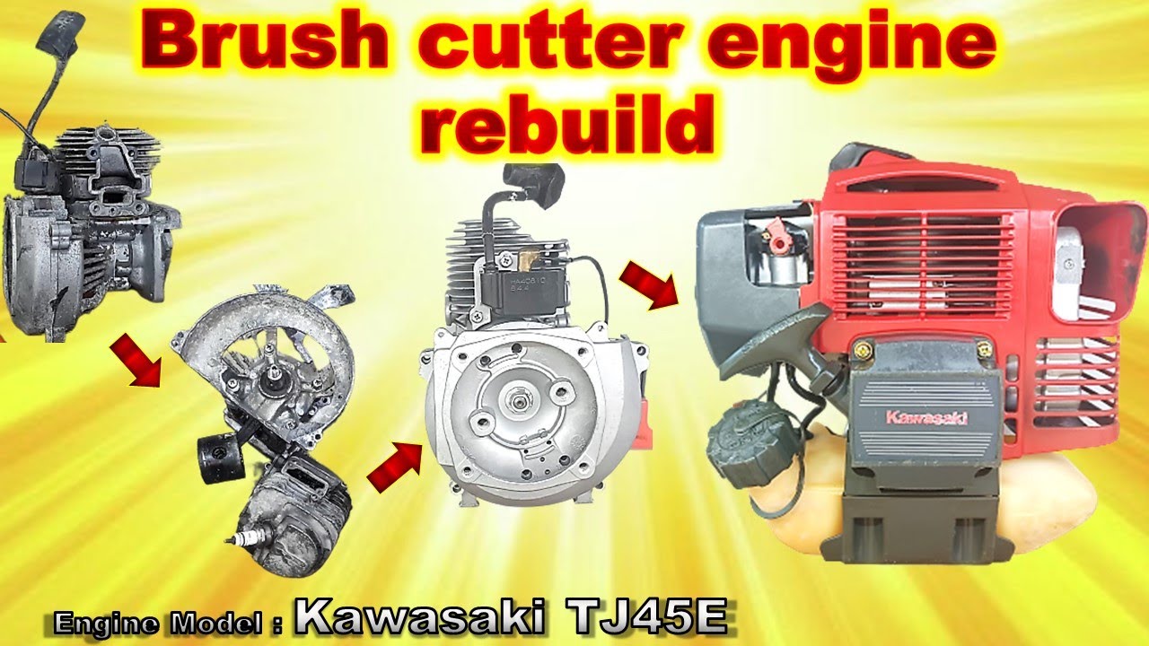 Kawasaki TJ45E, two stroke brush cutter engine rebuild