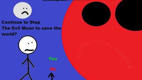 Stickman & Moon VS Evil Moon: The Earth Attack (MS DOS Bootleg) Continue + Game Over