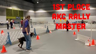 Doberman 1St Place in AKC Rally Master