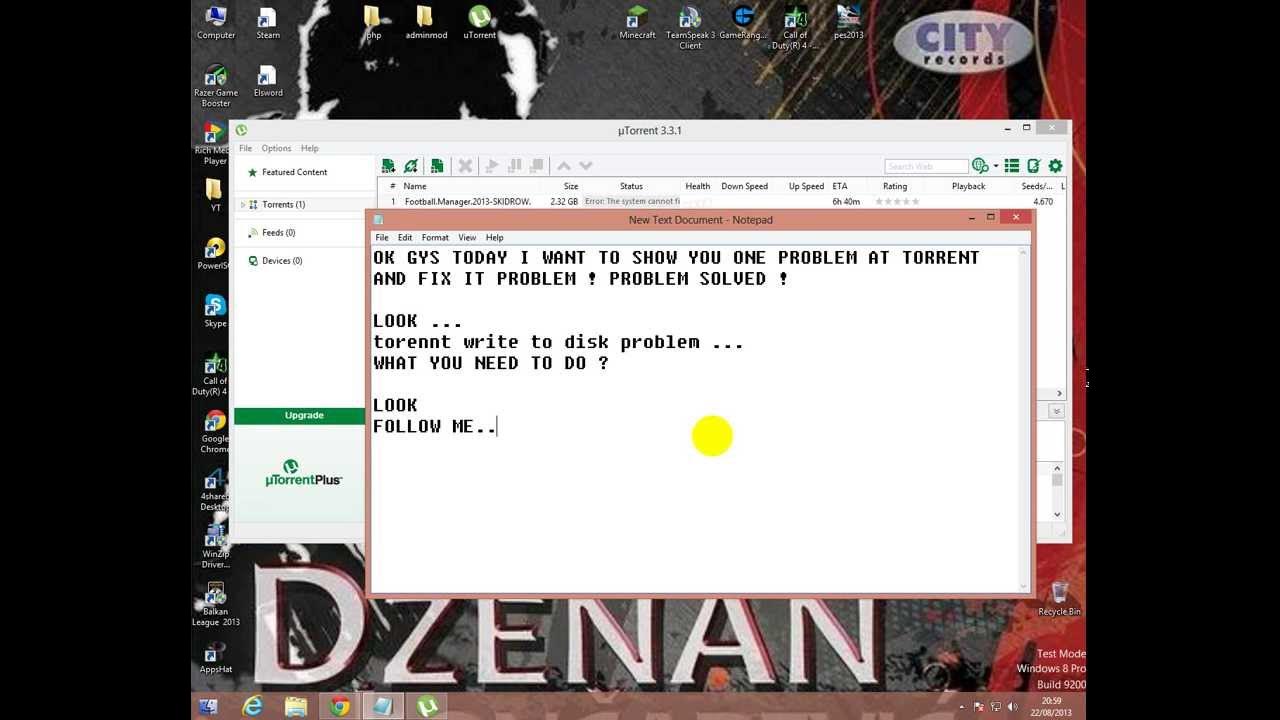 The system cannot find the path specified write to disk utorrent fix