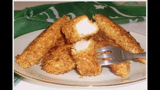 Как приготовить Куриные наггетсы.Как обвалять курицу в панировочных сухарях Как приготовить Куриные наггетсы.Как обвалять курицу в панировочных сухарях