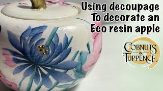 Decorating an eco resin apple with decoupage