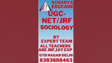 UGC NET/JRF - SOCIOLOGY ,  BY EXPERT TEAM( ALL TEACHERS ARE NET/JRF)GTB NAGAR DELHI