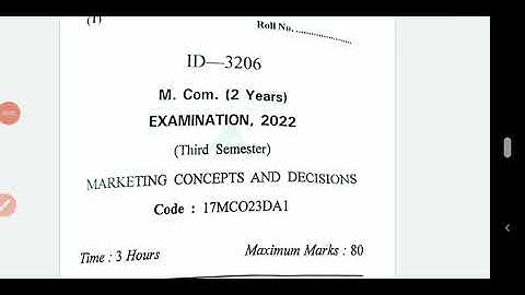 marketing concepts and decisions question paper 2022 mcom 3rd sem gurugram university mdu mcom mba
