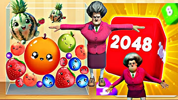 WATERMELON GAME 3D Gameplay (Fruits Evolution, Level Up Merge Suika Balls 2048) Scary Teacher