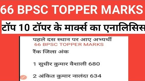 66 BPSC TOPPER MARKS। बिहार PCS। 66 BPSC MARKSHEET। MARKS ANALYSIS। BPSC MARKSHEET। BPSC RANK 1