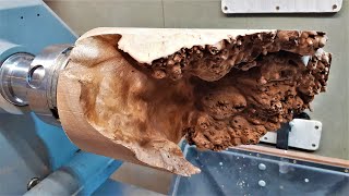 Woodturning  Beautiful Burr Elm !! ( no mid roll ads )