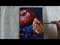 How to paint a pomegranate with a palette knife and oil paint.