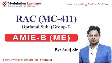 #RAC (MC_411) {Optional} for AMIE Sec-B Mech. Engg. by Anuj Sir | Best Lecture for AMIE | 9015781999