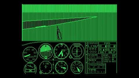 Flight Simulator  - 1982  - IBM PC 128K with green screen - emulated in PCem