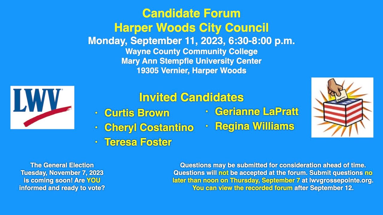 Candidate Forum for Harper Woods City Council held on September 11