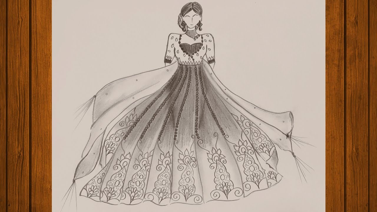 How to draw traditional dress - YouTube