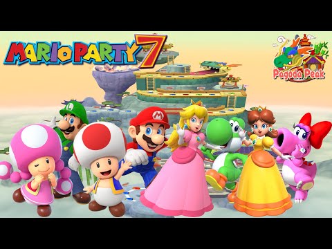 Mario Party 7 - Toadette & Luigi vs Toad & Mario vs Peach & Yoshi vs Daisy & Birdo - Pagoda Peak