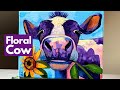 Painting a Curious Cow Holding a Sunflower | Art Therapy