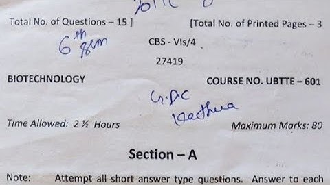 6th semester biotechnology previous years question papers||jammu University.