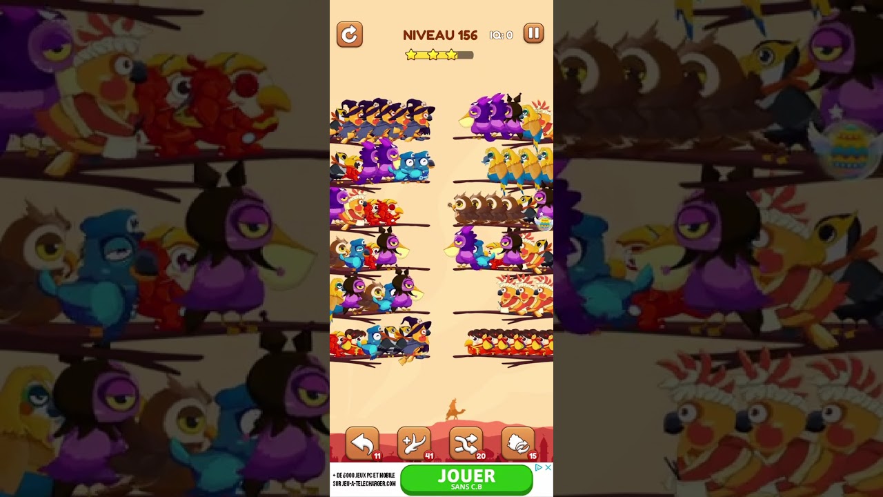 bird sort 2 color puzzle solution niveau 156 #games #gaming