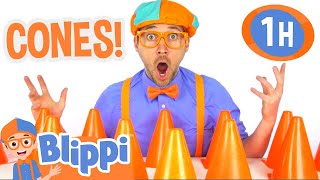 blippi learns to count while playing with construction cones best of blippi toys