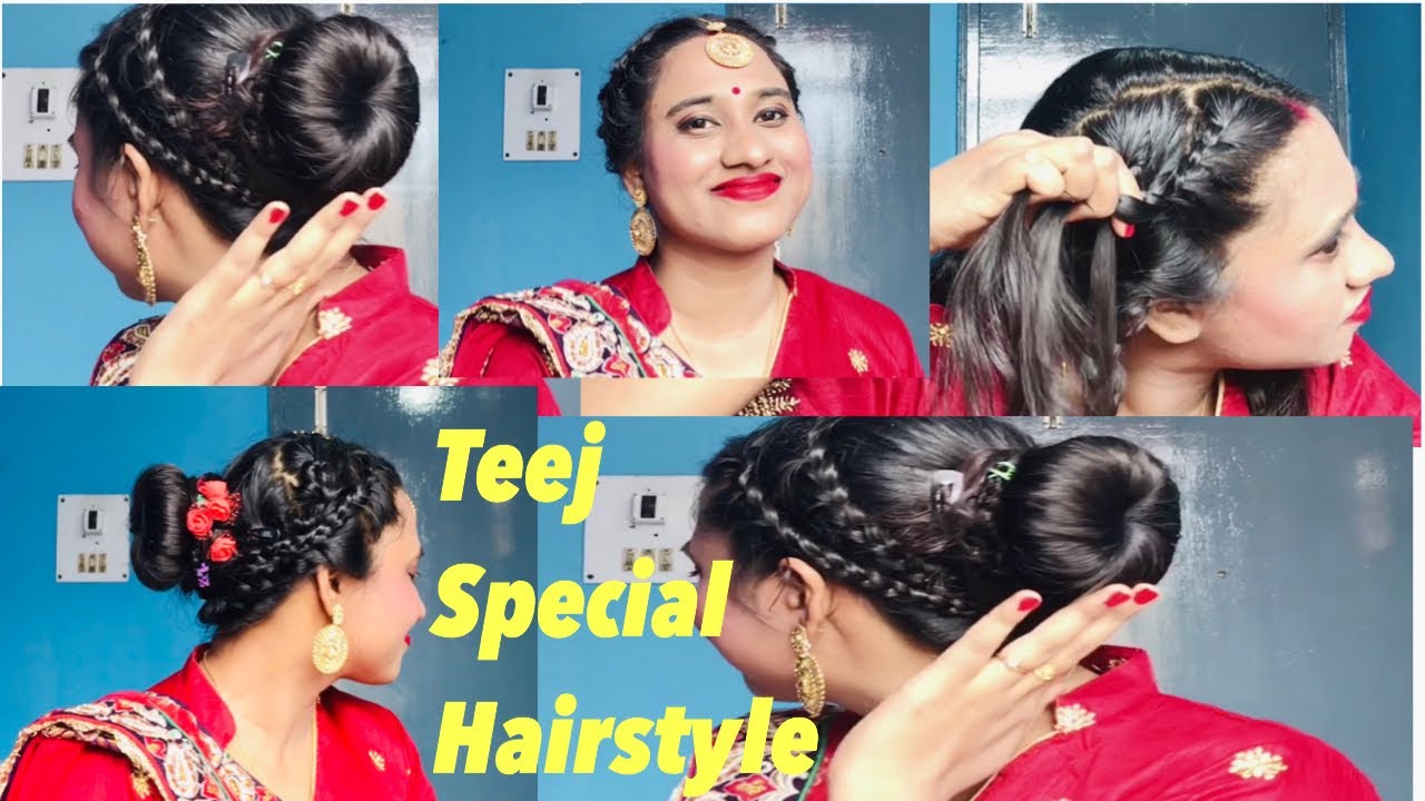 Teej special open hair hairstyle for women. - YouTube