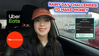 When it's Busy but comes with Challenges! Rainy Day Deliveries! Uber Eats Ride Along Door Dashing