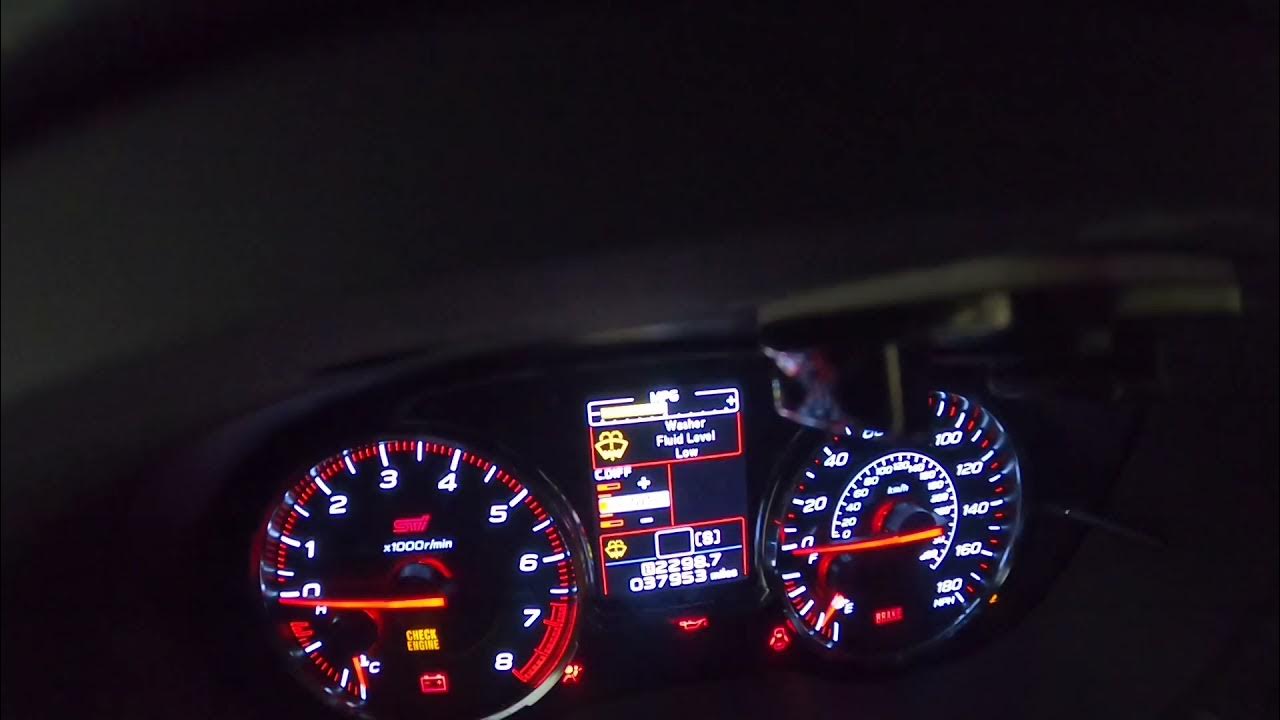2015+ Subaru STI windshield washer fluid light on and how to turn it off. YouTube