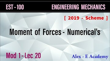 EST 100 - Mechanics | Mod 1 - Lec 20 | Moment of Forces | Numerical Problems | KTU - 2019 Scheme