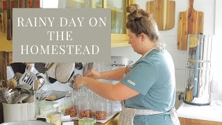 Rainy Day on the Homestead | Canning Pinto Beans the Easy Way | Baking Bread | Starting seeds