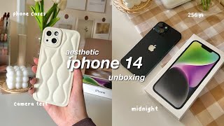 aesthetic iphone 14 unboxing (2022)🖤 | midnight 256gb