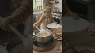 "Cat Cooking a Full Meal 😂 Wait for the Ending!"Cat Chef Story!"