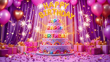 Happy Birthday to You 🎉  Beautiful Birthday Song with Purple Cake & Balloons