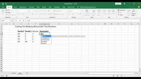 Finding Modulo or Remainder in MS Excel