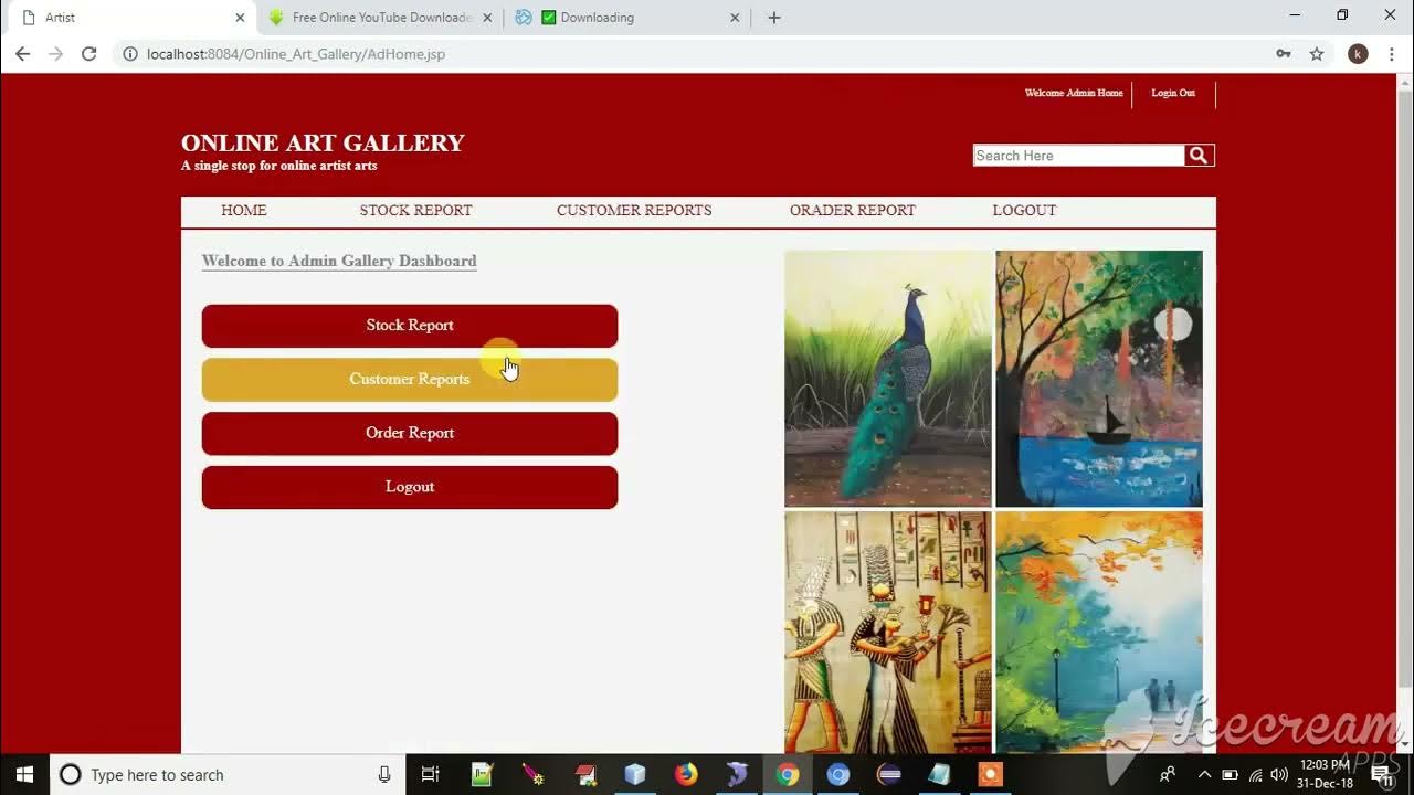 Online Art Gallery JAVA project using JDBC ,Servlet and JSP YouTube