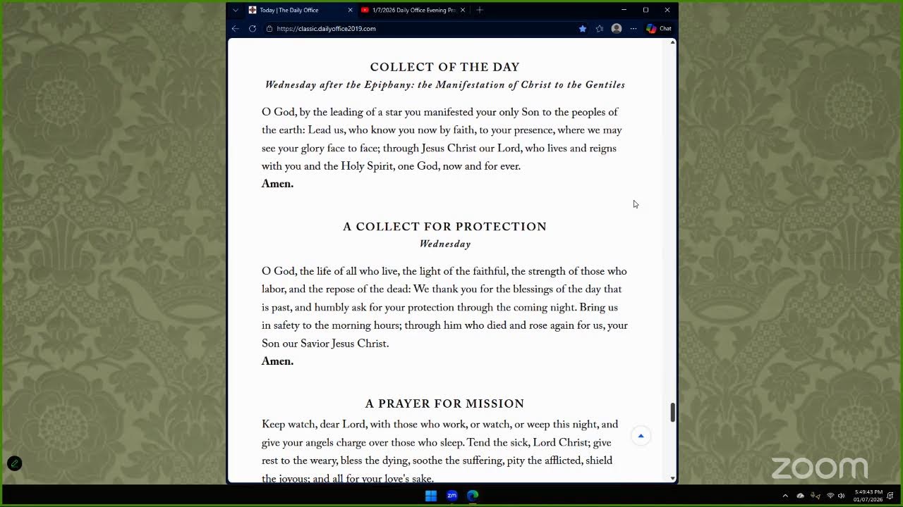 1/7/2026 Daily Office Evening Prayer