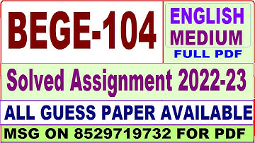 bege 104 solved assignment 2022-23 / bege 104 solved assignment in English / ignou ba solved