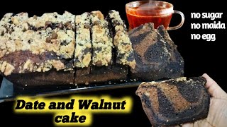 Date And walnut Marble Cake | Moist date walnut cake #sugarfree #glutenfree