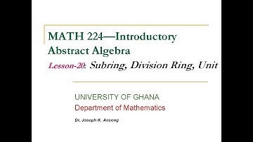 MATH224-LEC20: Subrings