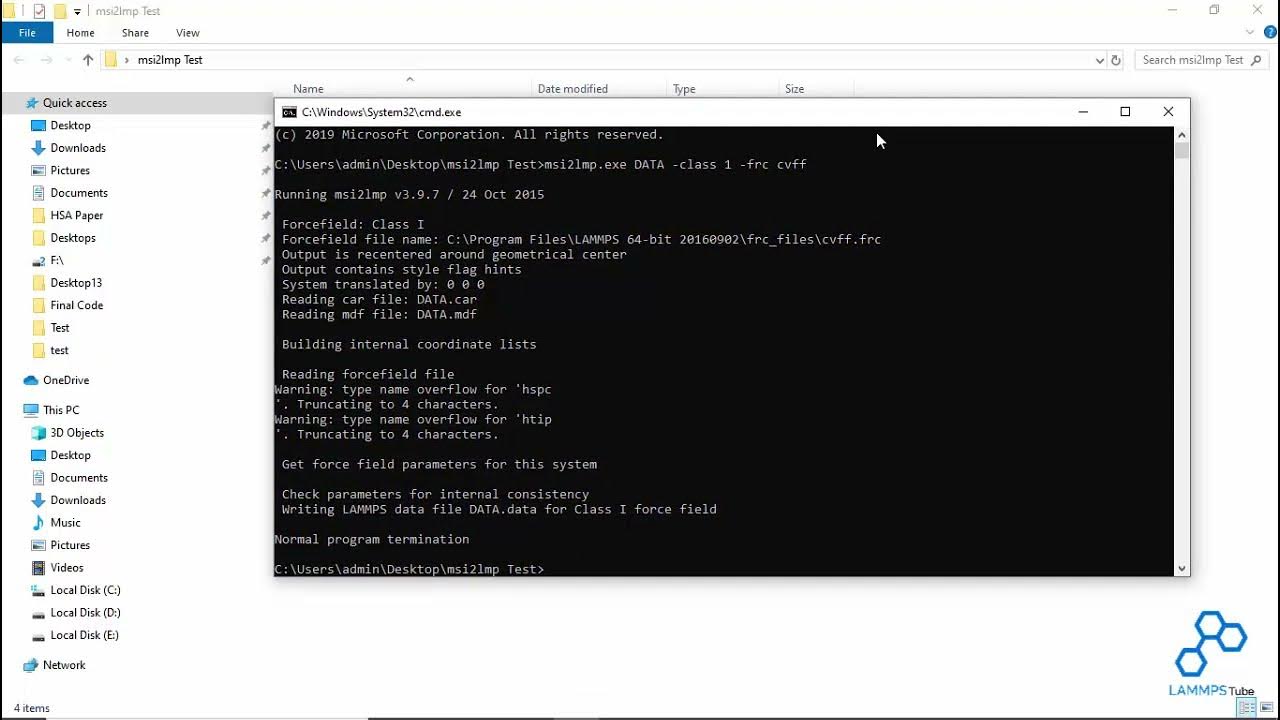 Running "msi2lmp" on Windows YouTube