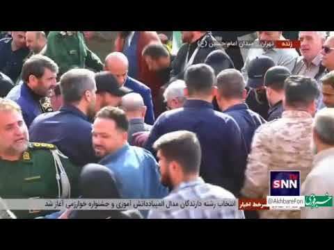 حضور سردار ق اآ ن ی در مراسم تشییع پیکر شهید نی ل فرو شان در ط تهران